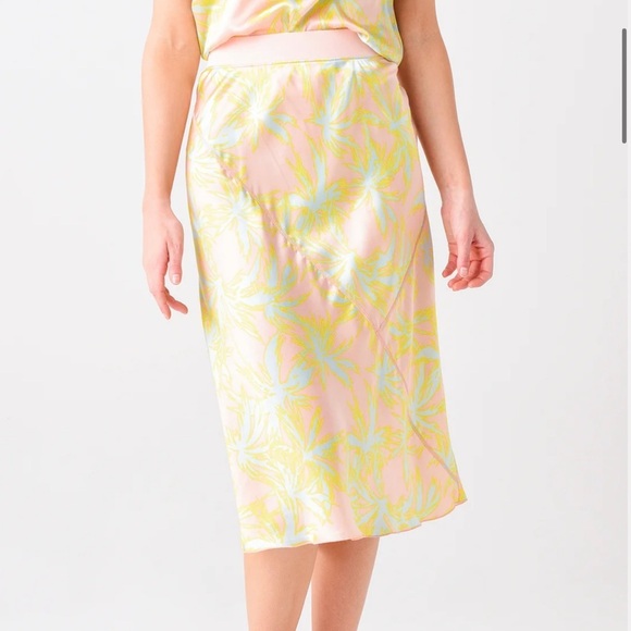 ATM Palm Print Silk Charmense Midi Skirt - Picture 6 of 13